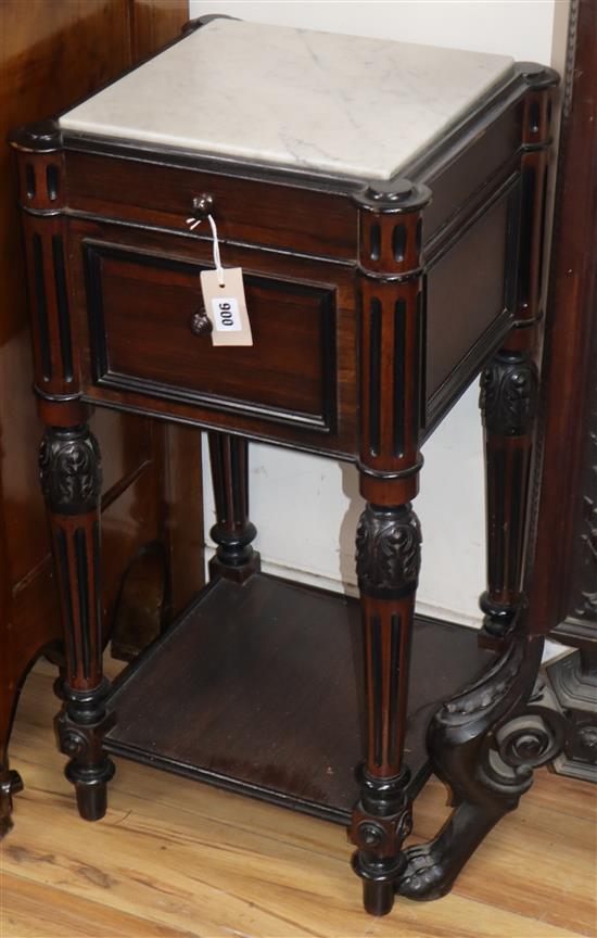 A 19th century French marble top bedside cabinet W.39cm